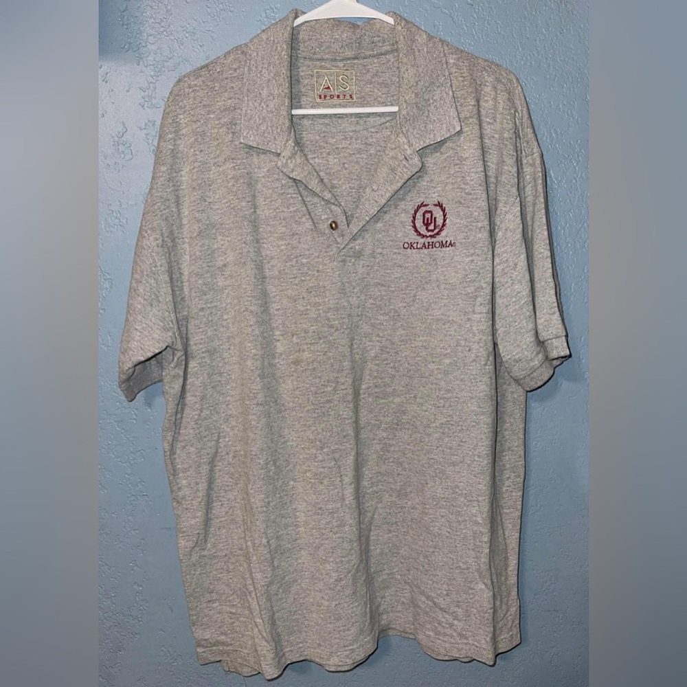 AS Sports Gray Oklahoma Polo Shirt with Embroidered Logo